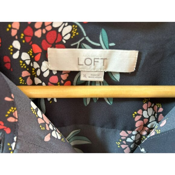 Loft Womens Retro Floral Button-Up Shirt X-Large Cottagecore Adjustable Sleeve - Picture 3 of 6